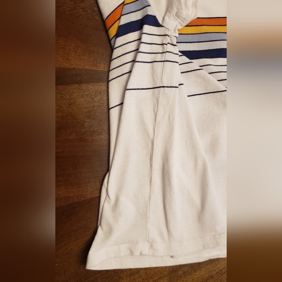 ME to WE Juniors Small Rainbow Stripe Cropped T-Shirt White Retro Tee - Picture 11 of 11